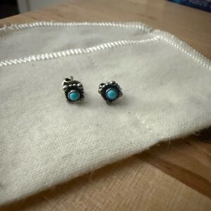 James Avery Retired Itty Bitty Turquoise Beaded Post Studs Sterling Silver